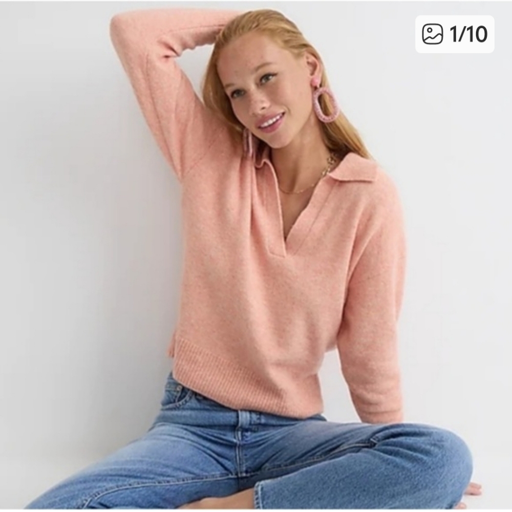 J. Crew Polo pink Sweater in extra soft yarn material. Size L.   Style BJ850